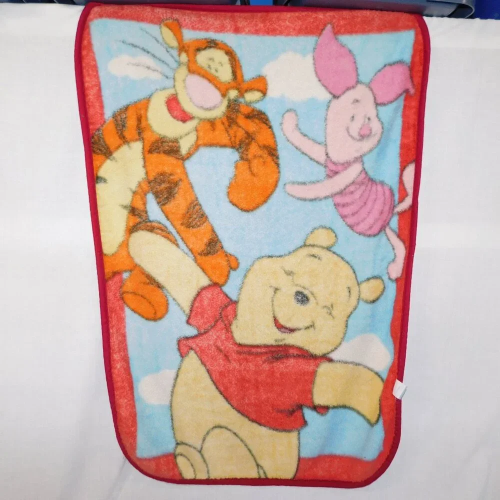 Disney Nemcor VTG Winnie the Pooh Piglet Tigger Fleece Plush Blanket 31" x 42" - Picture 5 of 6